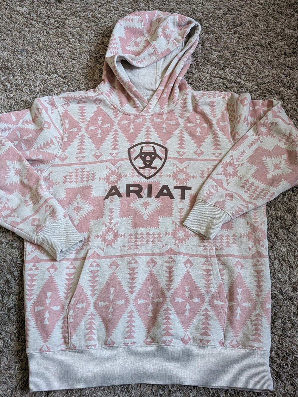 Ariat Real Southwest Aztec Cotton Blend Logo Pullover Hoodie Women's M - Picture 1 of 8